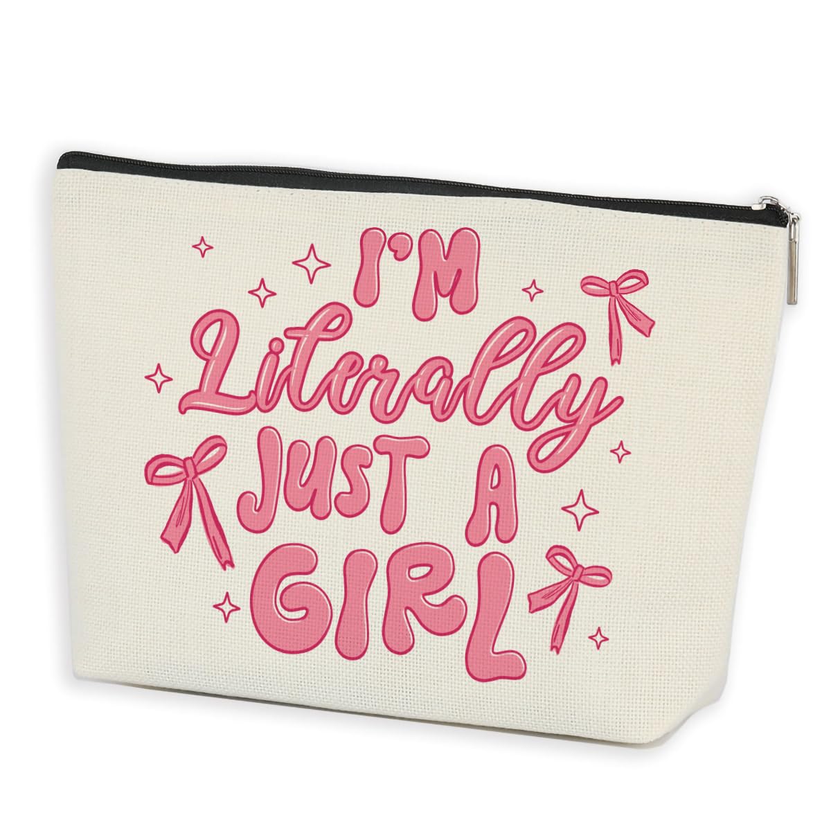 Preppy Pink Bow Makeup Bag Aesthetic Preppy Stuff Cute Cosmetic Bag Preppy Gifts for Women Teen Girls Daughter Niece Best Friends Sisters Christmas