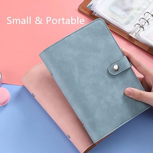 Miniatura 5 de Carpeta A6 de piel sintética con 6 anillos, bolsillos A6 para carpeta y separadores de temas, cubierta de hojas sueltas para planificador de diario