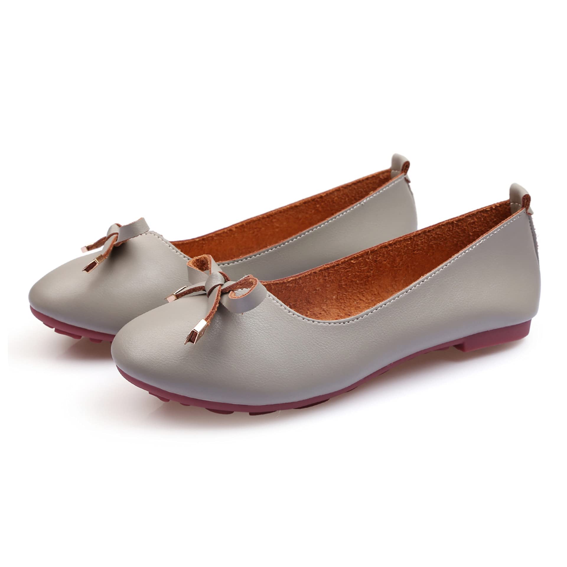 Women's Round Toe Slip On Flats,Classic Shallow Bow Buckle Walking Shoes, Casual Ballet Dress Comfortable Soft Sole Flats Shoes