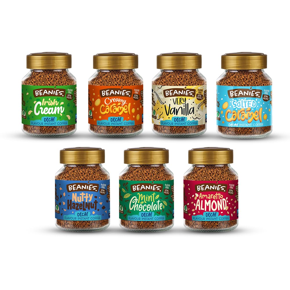 Beanies - Decaf Mix & Match Coffee Bundle | Customise Your 6 Jar Combo | 6 x 50g (300g) | Freeze-Dried | Easy to Brew | Rich in Flavour | Low-Calorie | Sugar-Free