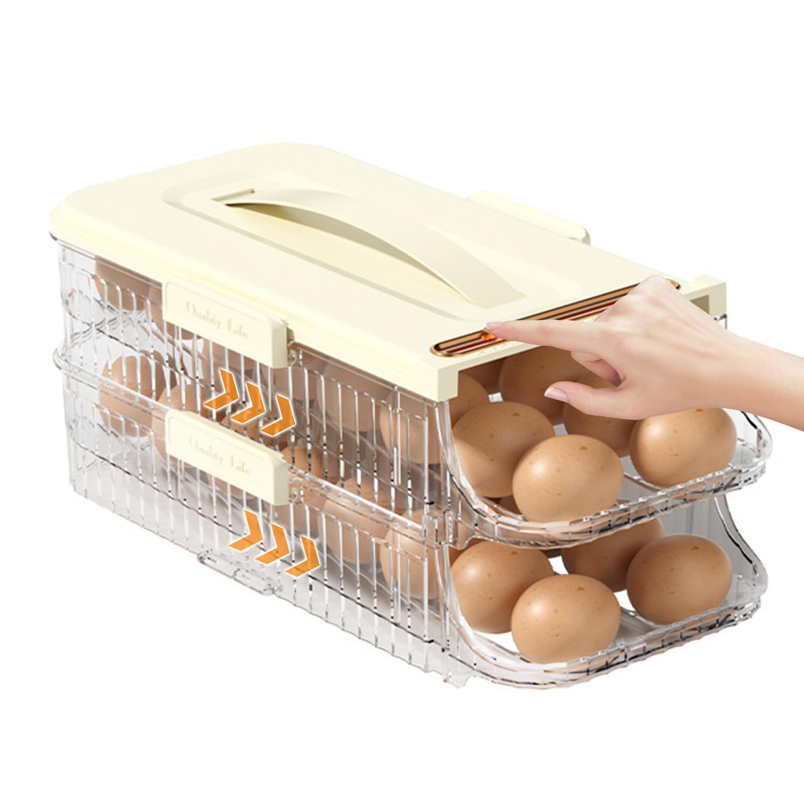 Eierhalter für Kühlschrank, Eier-Organizer für Kühlschrank-Organizer und Kühlschrank-Organizer (32 Eier, 2 Etagen)
