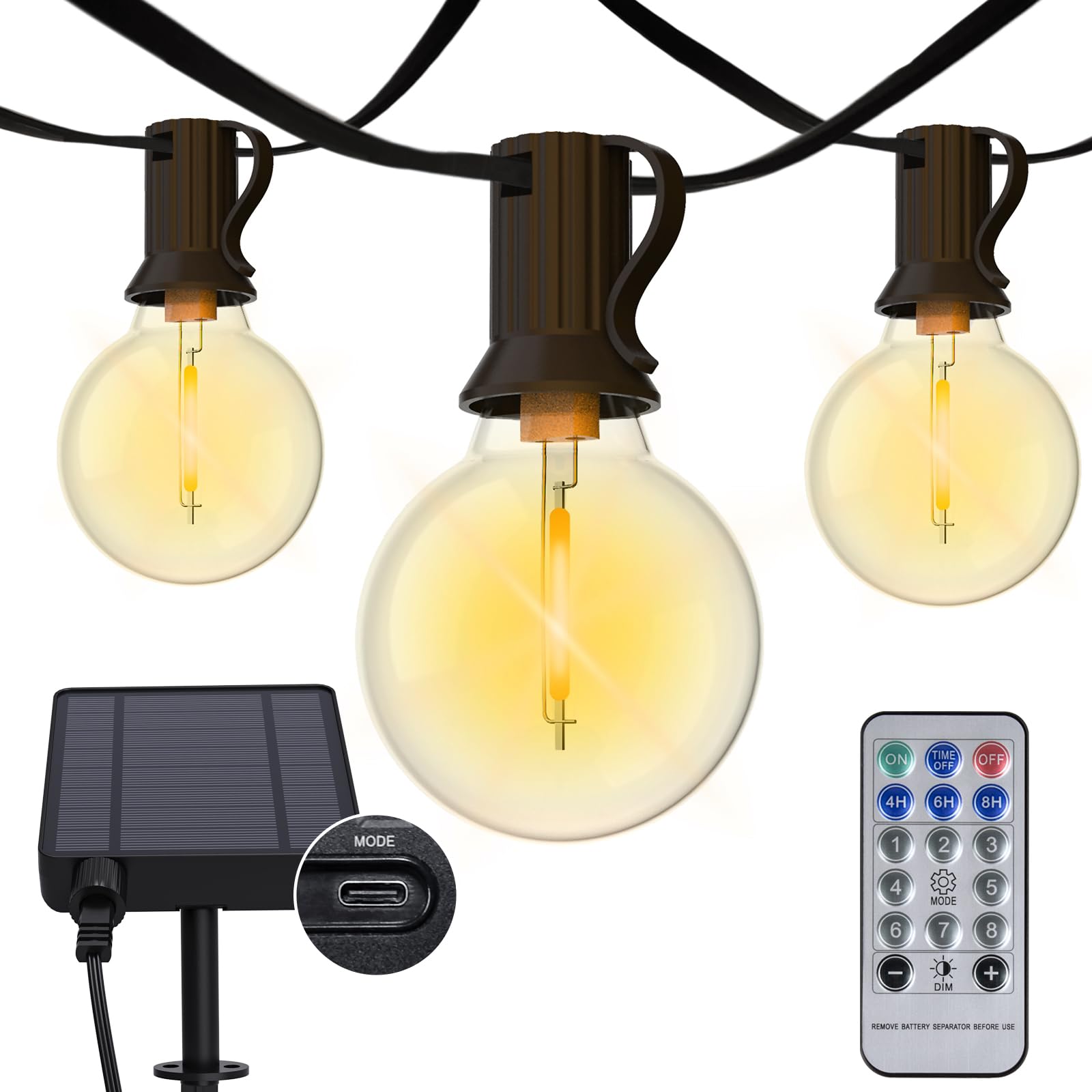 BESCOST Luci Solari da Giardino 18M Luci da Esterno Giardino con 50+4 Lampadine Catena Luminosa Esterno Solare 8 Modalità/Impermeabili IP44/USB Ricaricabile Luci per Pergola Balcone Terrazza