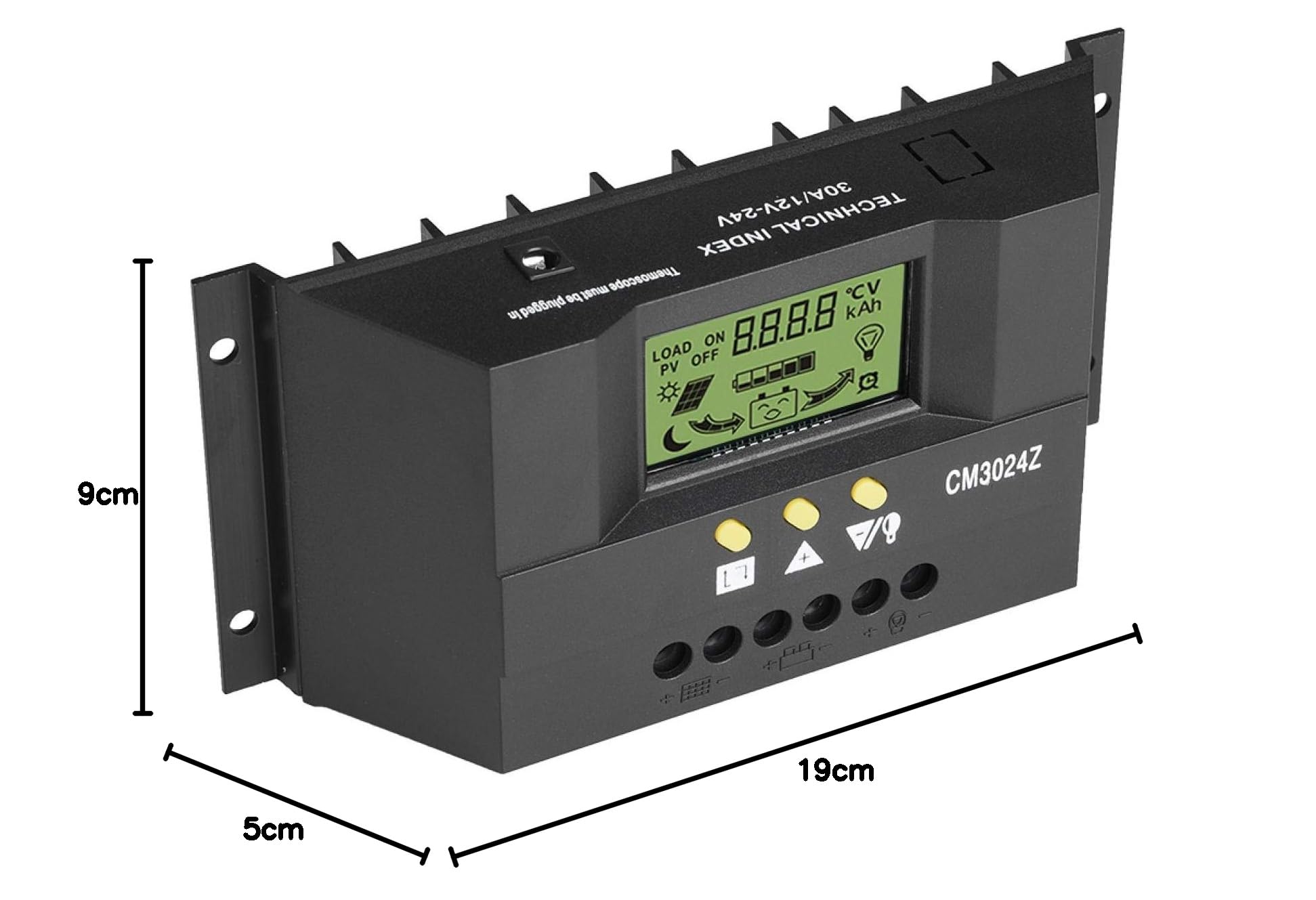 Dual-USB-Solarladeregler, PWM Intelligenter Solarpanel-Laderegler Regler LCD-Display 12V 24V 30A zum Anschließen von Batterie, Solarpanel und DC-Last