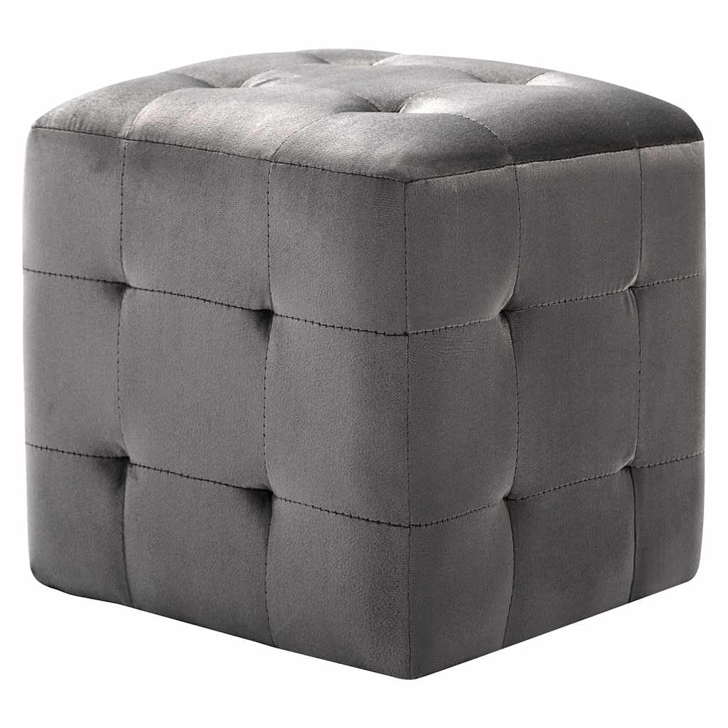 Fengshui 2 pouf, grigio, 30 x 30 x 30 cm, in velluto
