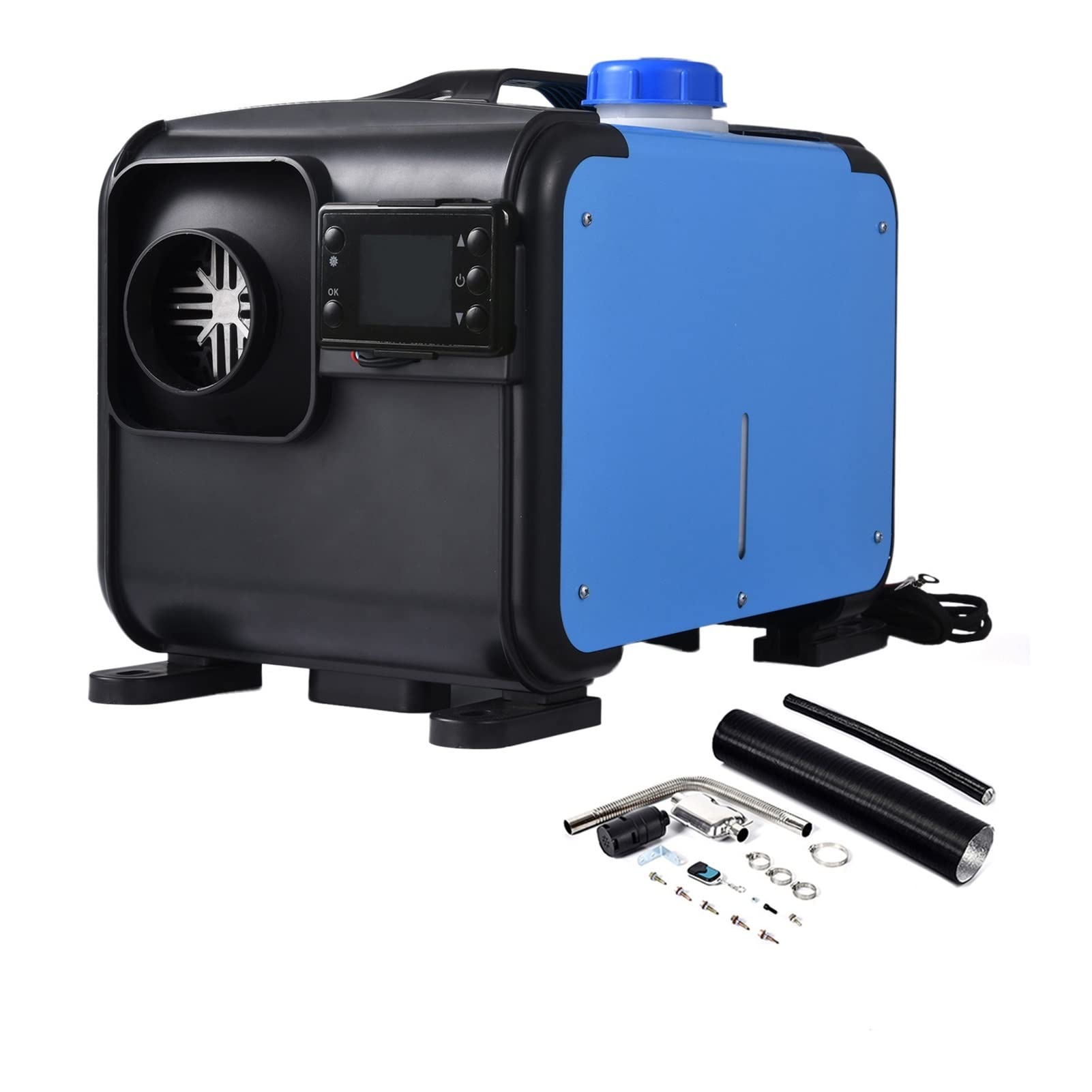 Ogrzewacz samochodowy 8 kW 12 V/24 V, kompaktowy, automatyczny podgrzewacz powietrza na paliwo z monitorem LCD, ogrzewanie postojowe do samochodów osobowych i ciężarowych, maksymalizujące oszczędno
