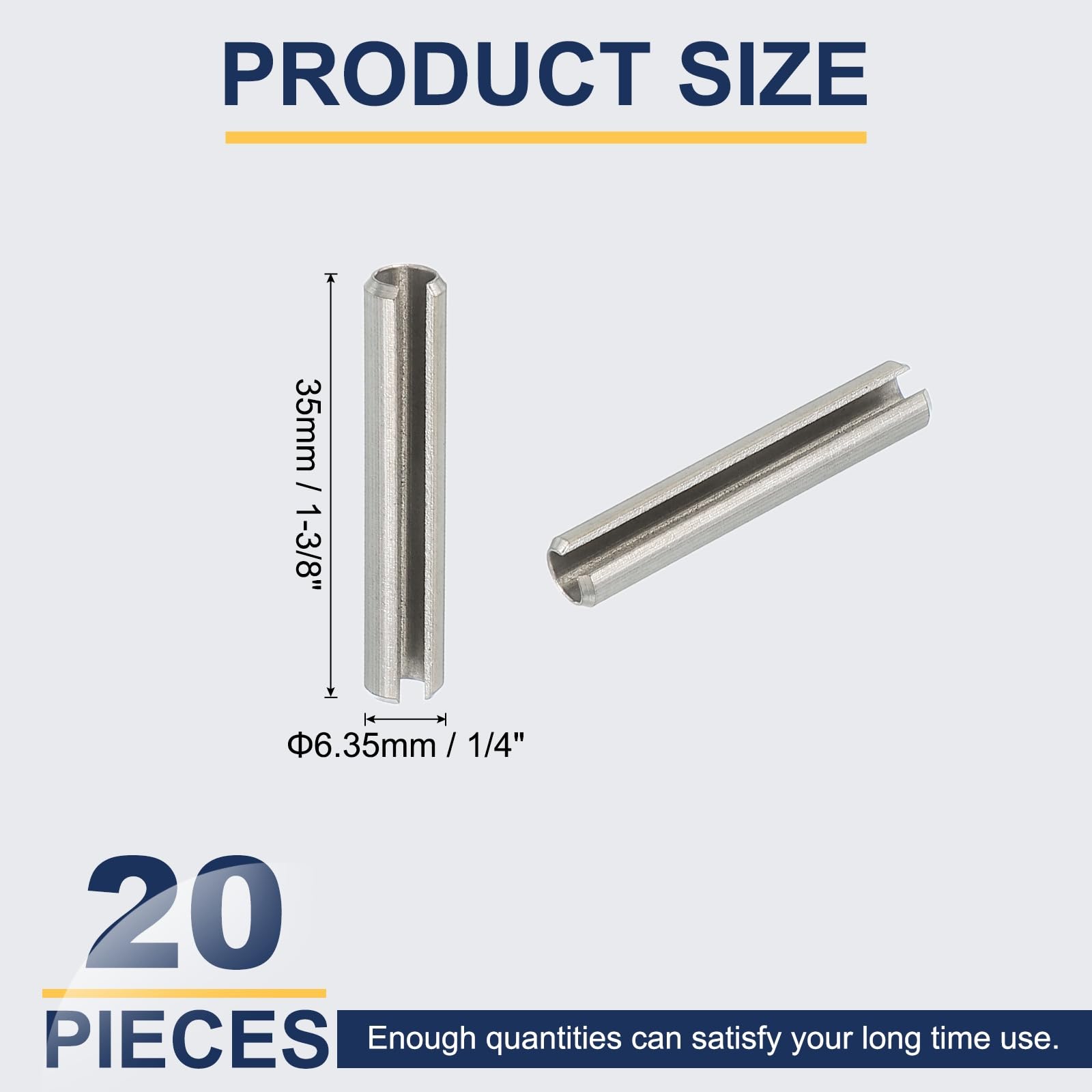 Amazon | PATIKIL スロット付きスプリングピン、20個 1/4インチ x 1-3