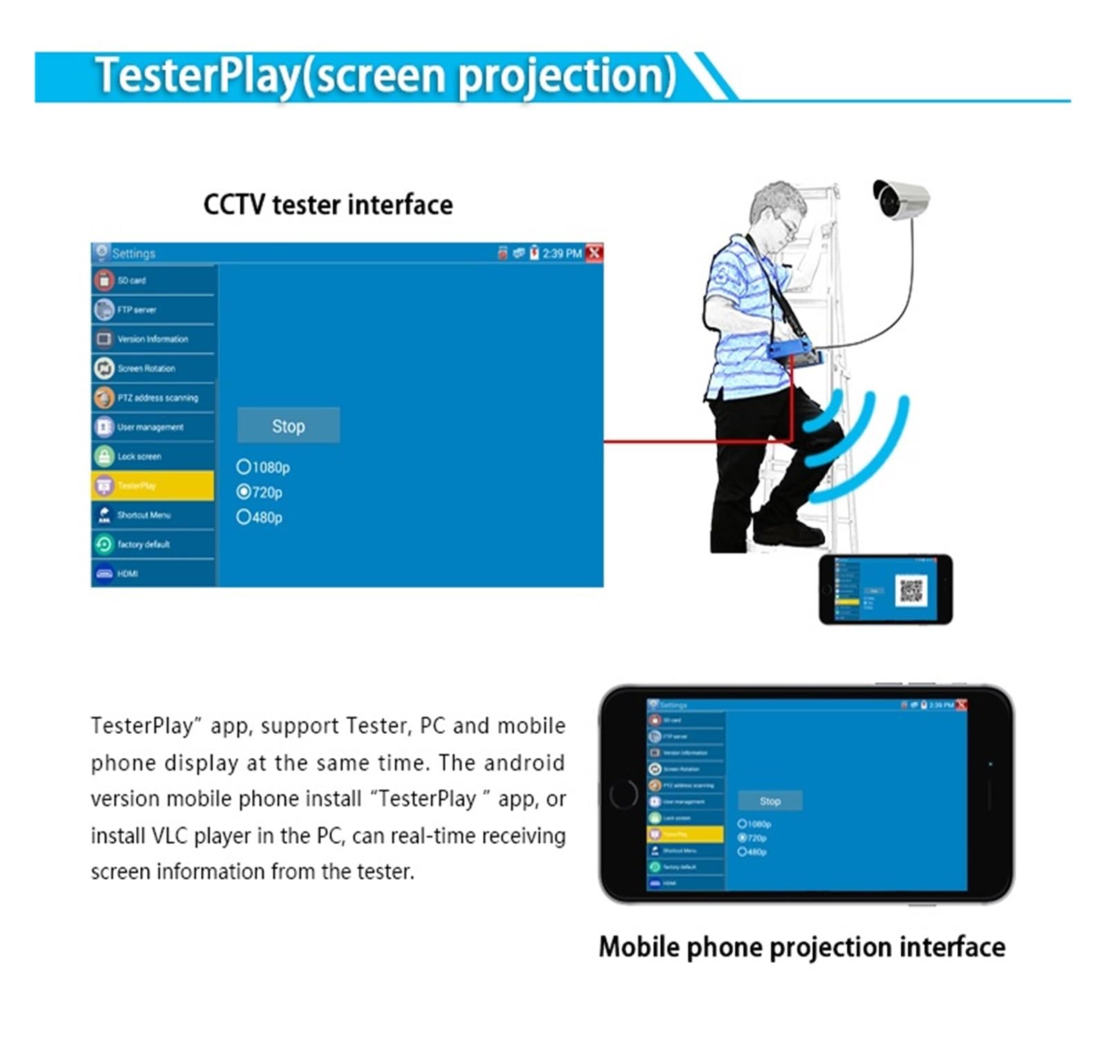 Tester CCTV Da 7 Pollici For Fotocamere Serie X7 For Telecamere 8MP TVI AHD CVI SDI Cctv Rj45 Tdr Multimetro Prova di rete(X7 MOVTADHS)