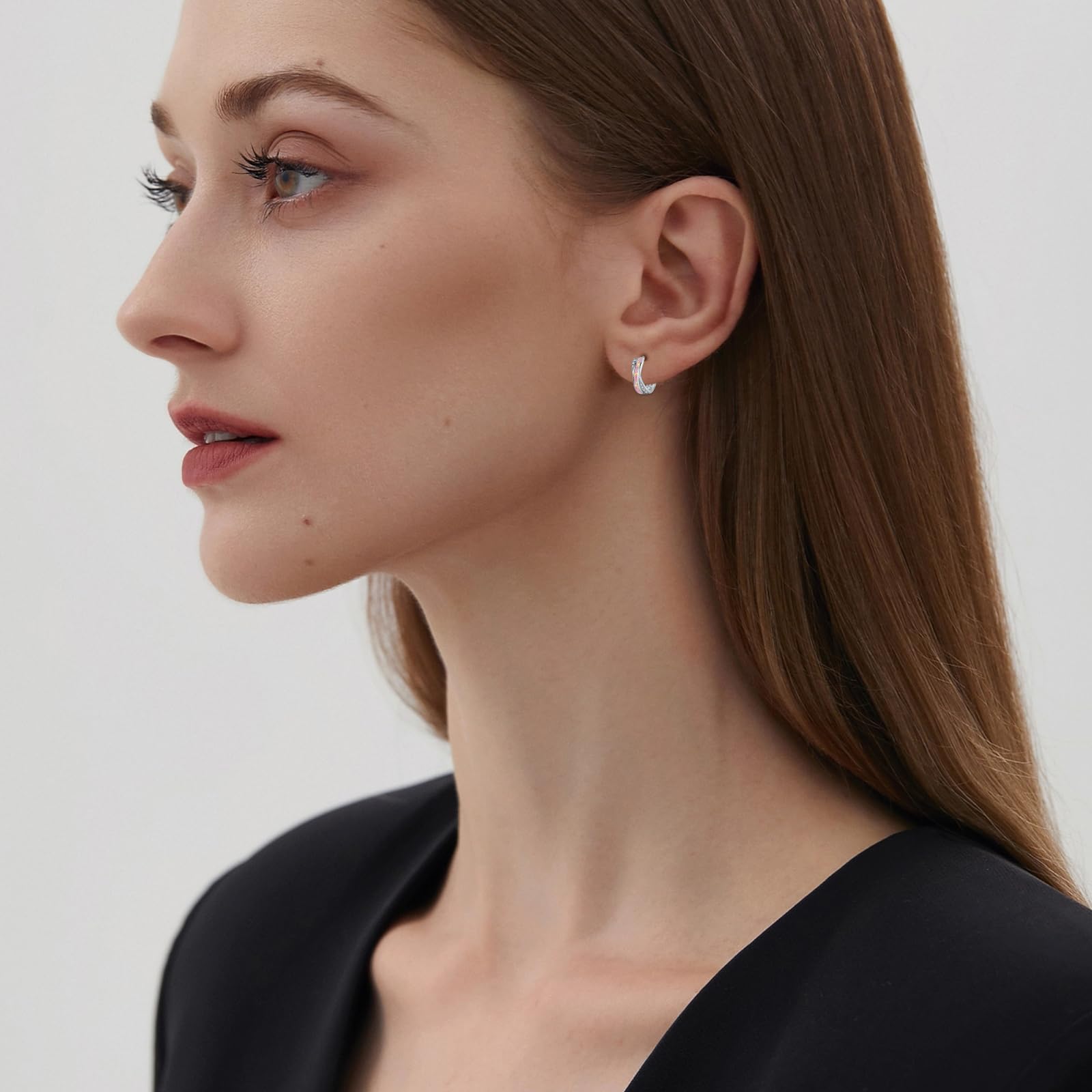 Orecchini a cerchio in argento 925 rosa opale orecchini da donna piccoli orecchini a cerchio opale gioielli regalo per donne ragazze regali di Natale