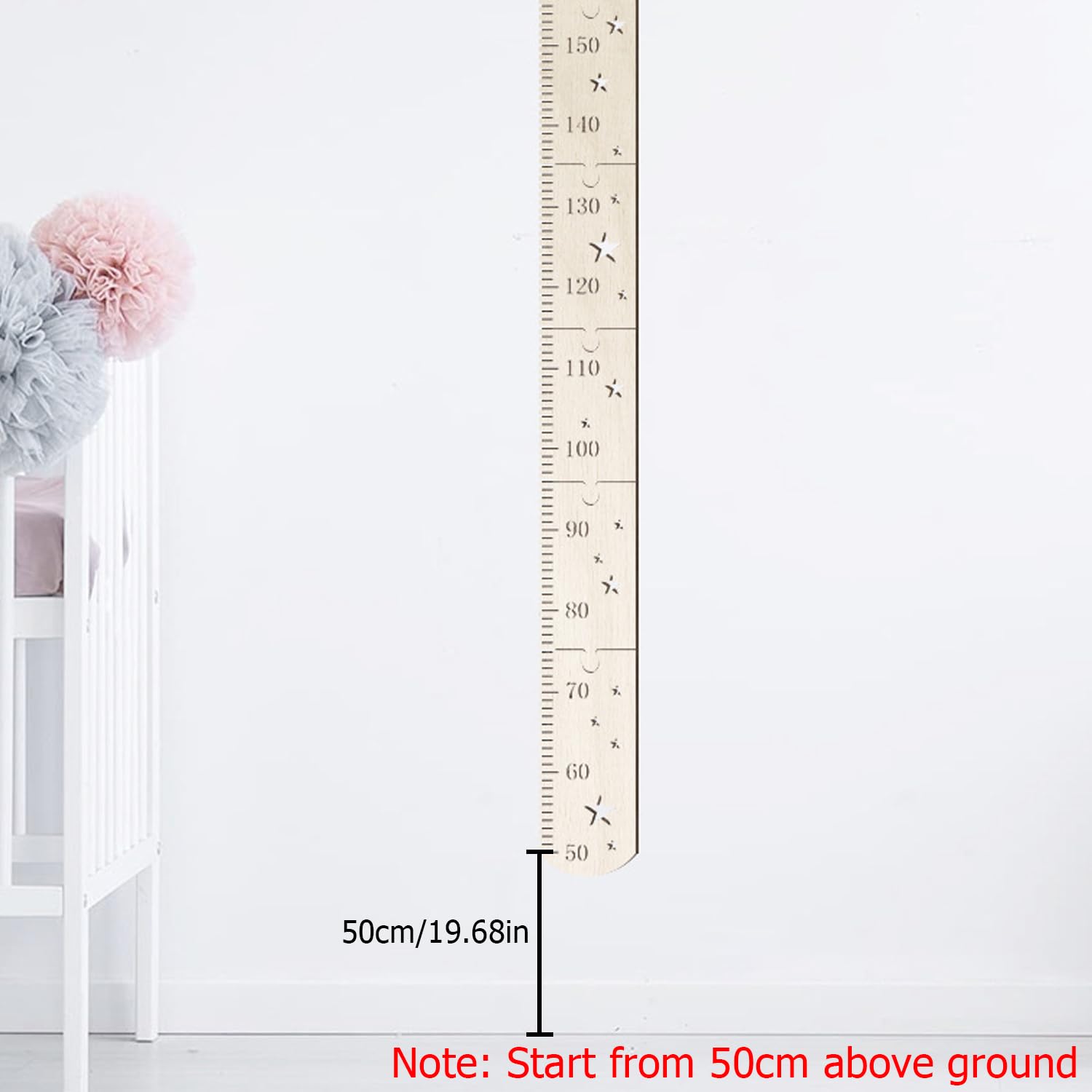Metro Legno Toise Enfant En Bois Nizirioo - Puzzle Pliable Naturel, Tableau Mesure Croissance Jusqu'à 200cm, Déco Murale Toise Murale éducative