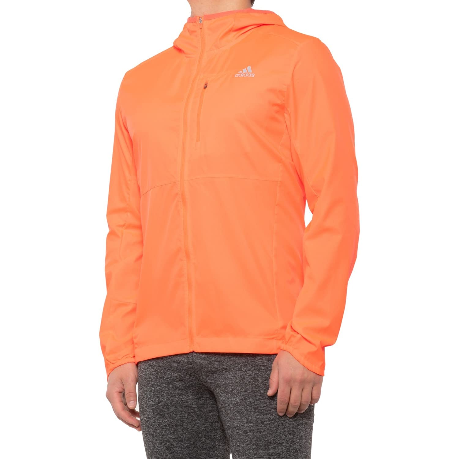 adidas Men's Own The Run Hooded Jacket, Solar Red, Medium