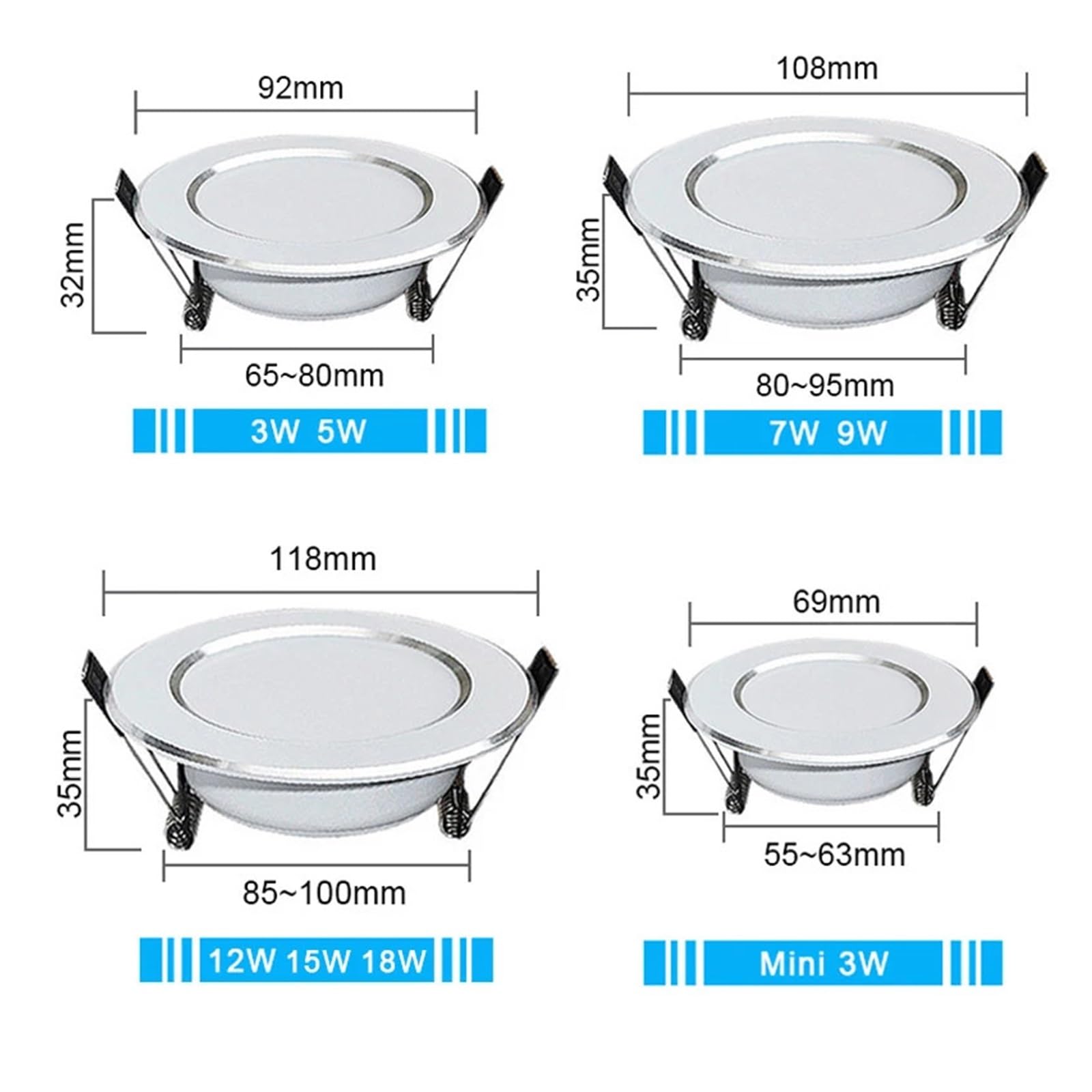 10 sztuk oprawy Led typu Downlight lampa punktowa 18W 15W 12W 9W 7W 5W 3W 110V 220V oprawa sufitowa 2835 diod LED sufitowe oświetlenie wewnętrzne domu