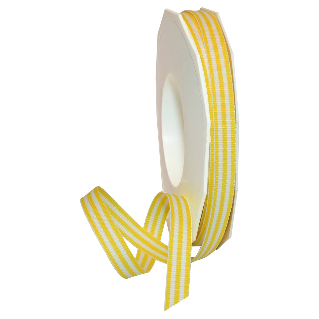 Morex Ribbon Striped Grosgrain Ribbon, 3/8" by 20 yd, Yellow