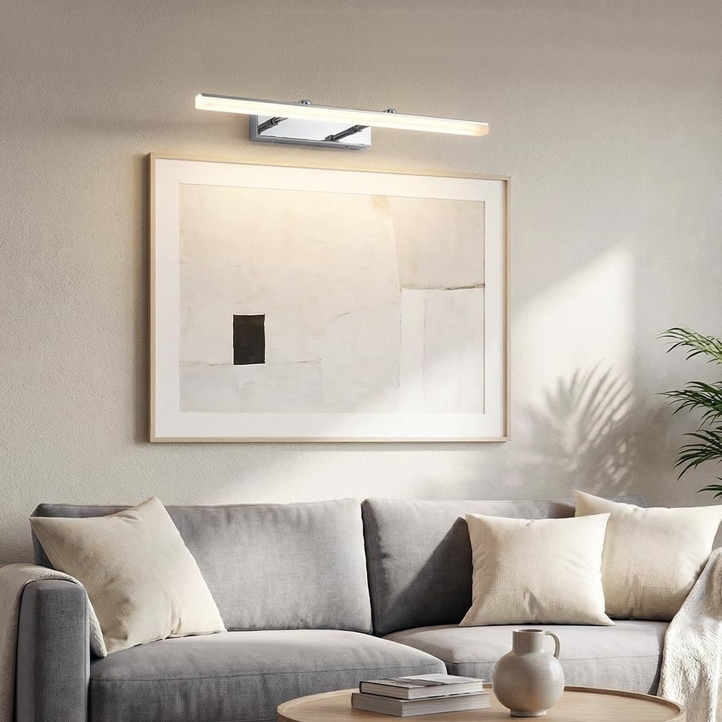 Spiegelleuchte Bad 40cm,9W Spiegelleuchte mit Verstellbarem Winkel | Drei Einstellbare Farbtemperaturen,800LM IP65 Moderne Spiegellampe Badezimmer,Teleskopstange,Rasur und Make-up Schlafzimmer