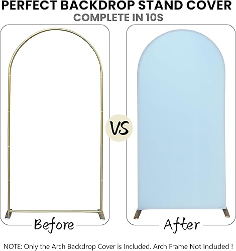 Miniatura 4 de Funda de arco para telón de fondo, color blanco, de 4 pies, de elastano, elástica, ajustable, para decoración de arco redondo, para bodas, fiestas,