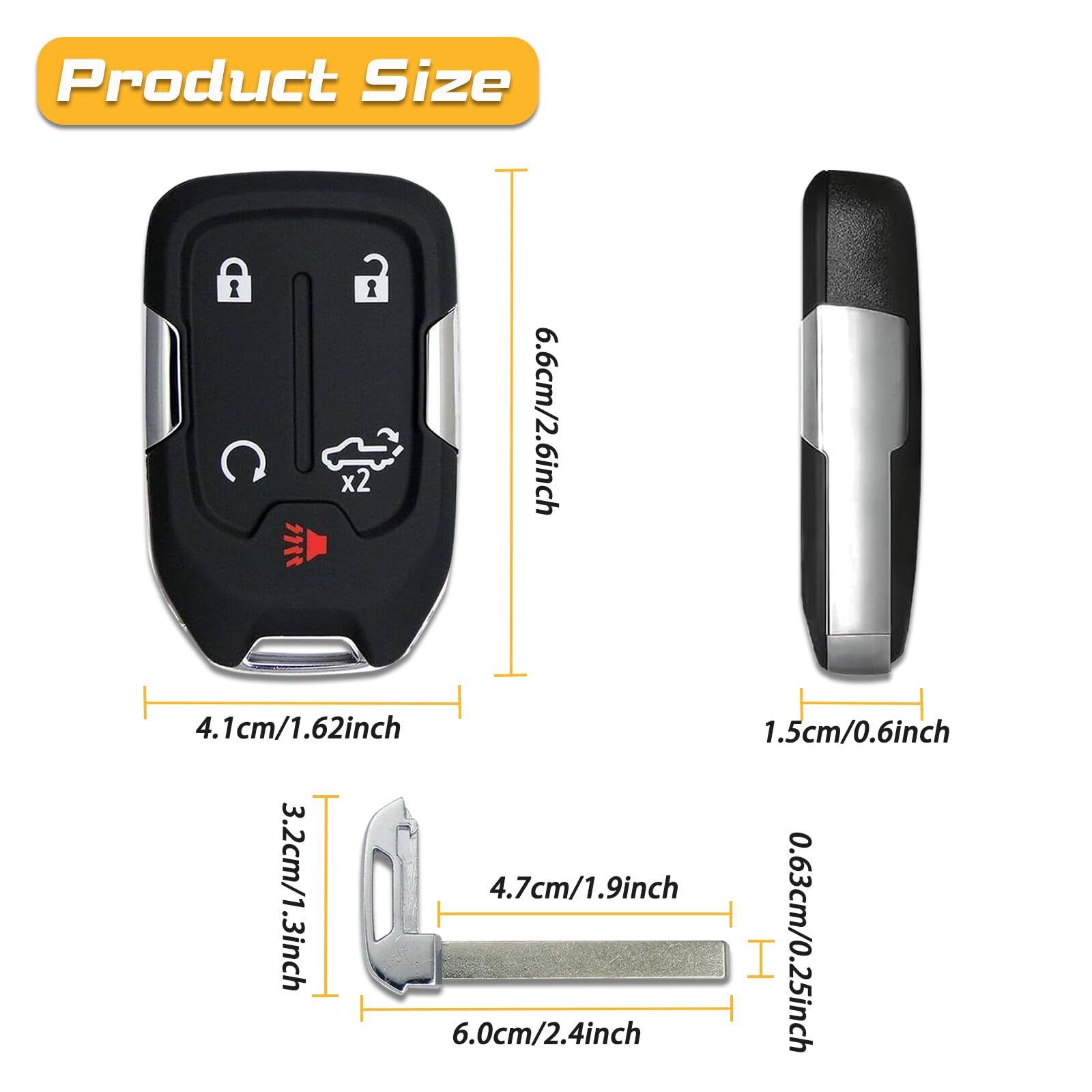 Telecomando di ricambio per GMC Sierra Chevy Silverado 1500 2500 3500 2019 2020 2021 2022 Telecomando senza chiave HYQ1EA HYQ1ES 5 pulsanti