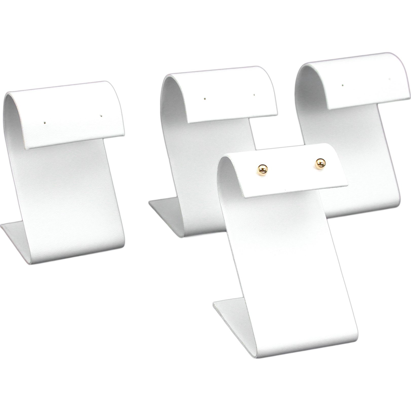 FindingKing 4 White Leather Earring Display Stands Jewelry 3.25
