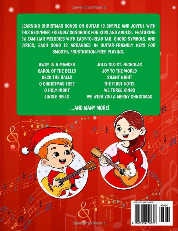 Christmas Guitar Songbook: 36 Fun & Easy Songs with TAB and Lyrics (Beginner Guitar Songbooks) - Image 2