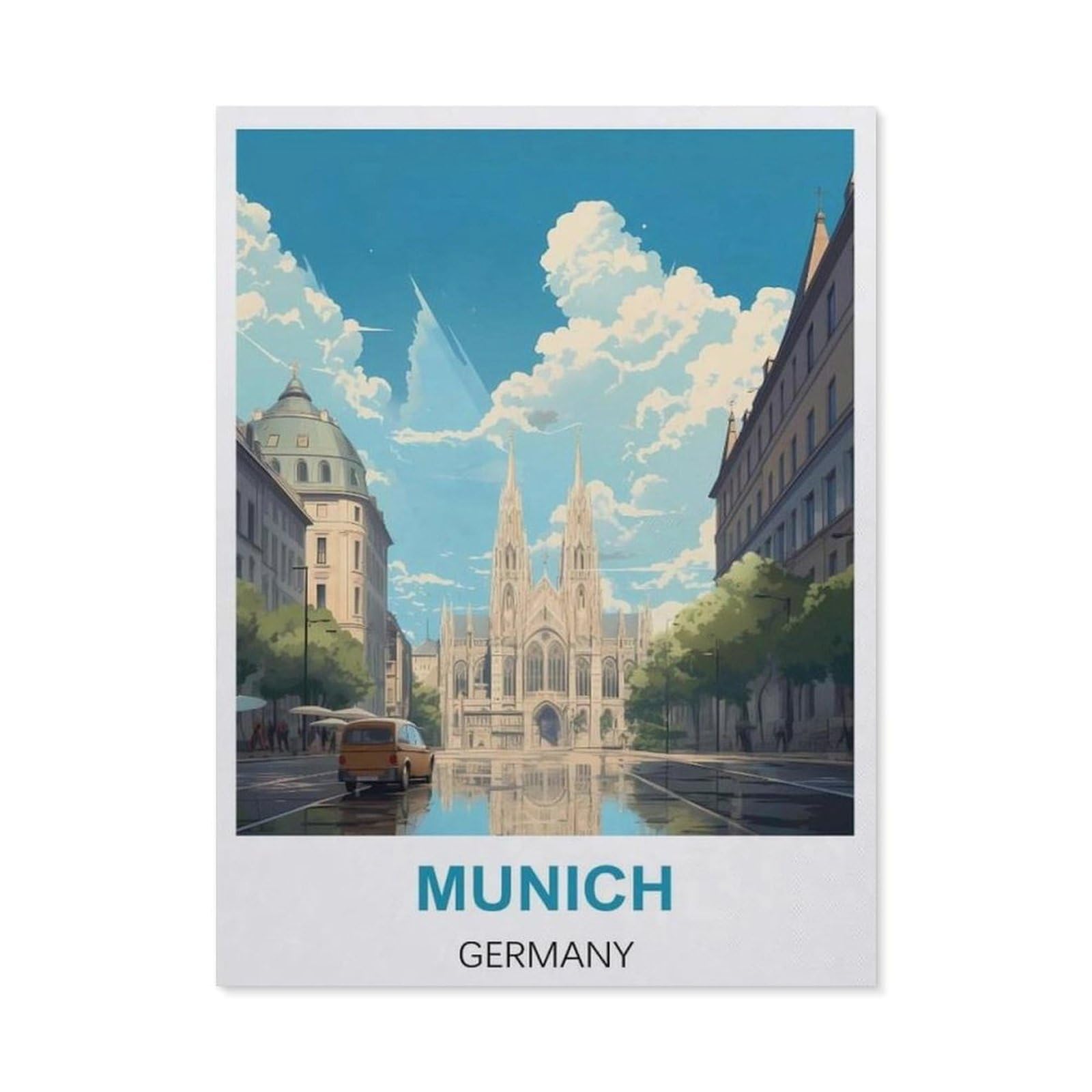 BEAYODKP Full Diamond 5D DIY Diamond Painting，Munich Germany Vintage Travel Poster，3D Diamond Embroidery Cross Stitch Mosaic Needle Works（40 x 50 cm/15.74 x 19.68 inches）-BZ74