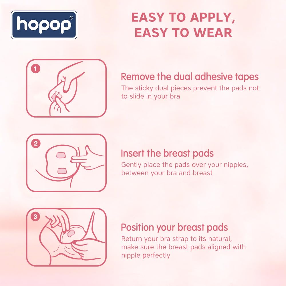 Hopop Disposable Breast Pads for Feeding Mothers | Ultra Thin Honey Comb Nursing Breast Pads | 60 pcs Highly Absorbent & Soft, Discreet Fit Breastfeeding Maternity Pads | Breast Milk Leak Pads | White 4