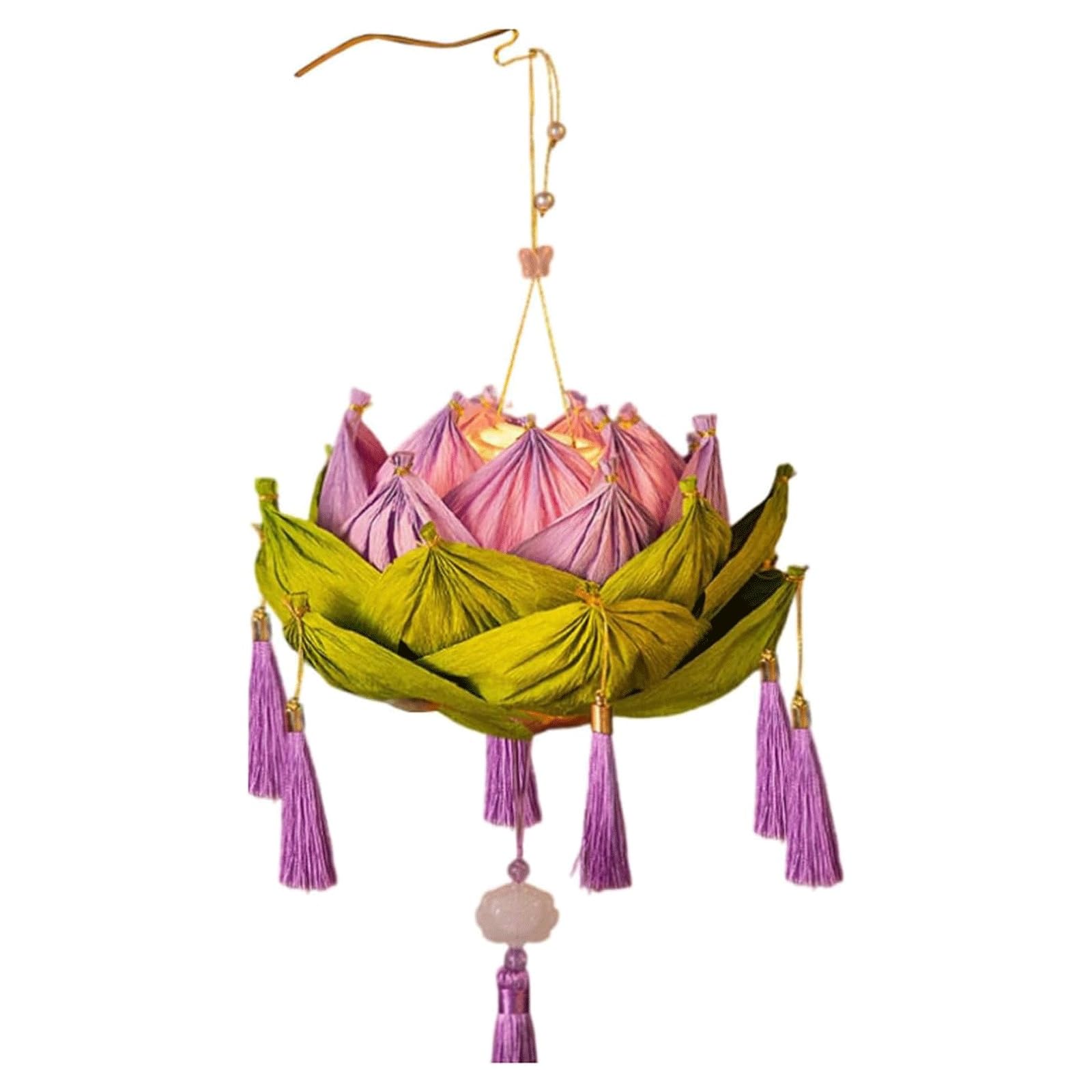 YTGHBIML Lotus Lantern Handheld Spring Festival Decor Chinese New Year Flower Lanterns Mid-Autumn Festival Lotus Lantern Luminous Paper Lantern(Lila)
