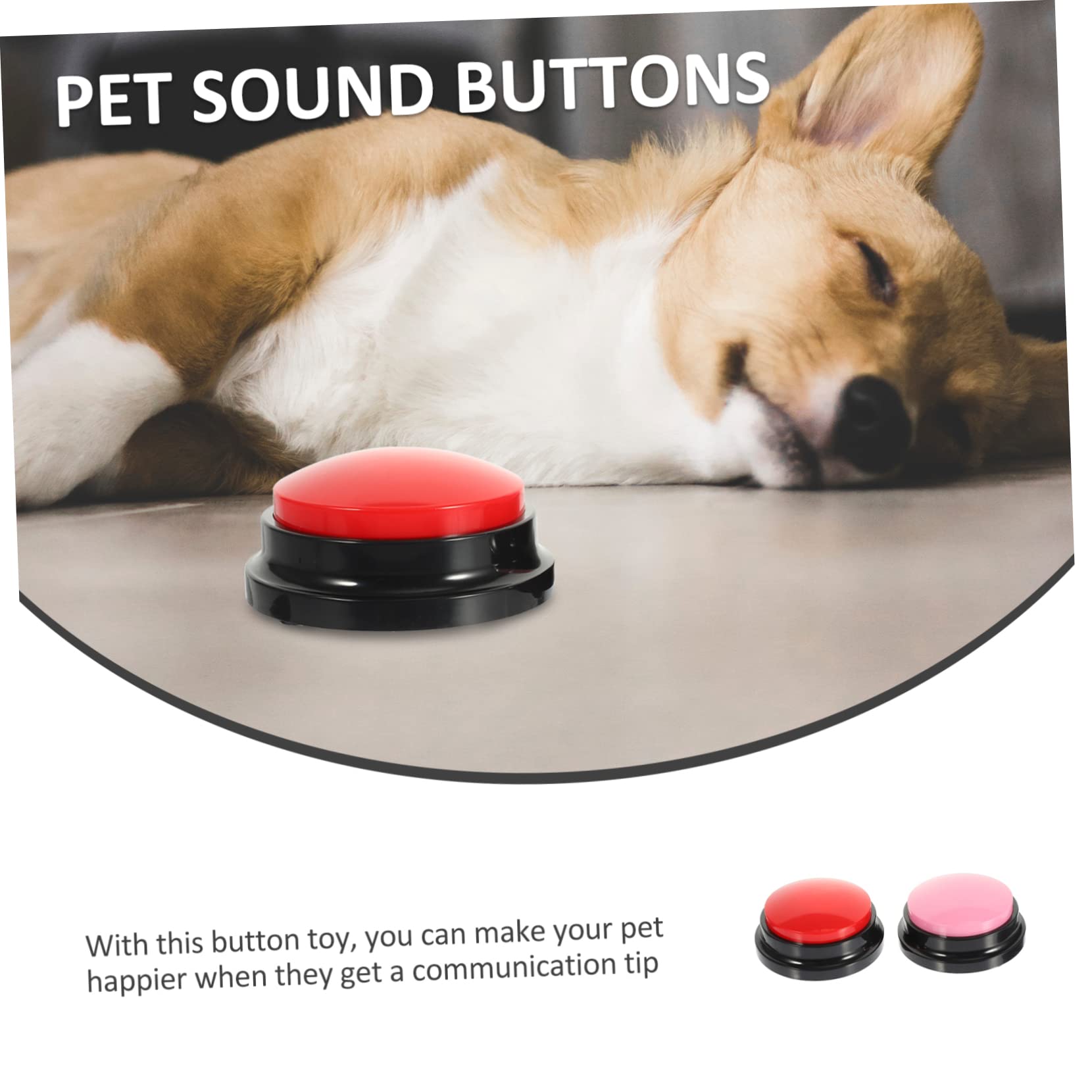 FOMIYES 2sets Dog Interactive Toys Recordable Buttons for Dogs Talking Pet Buttons Portable Supplies Plastic 2pcs*2