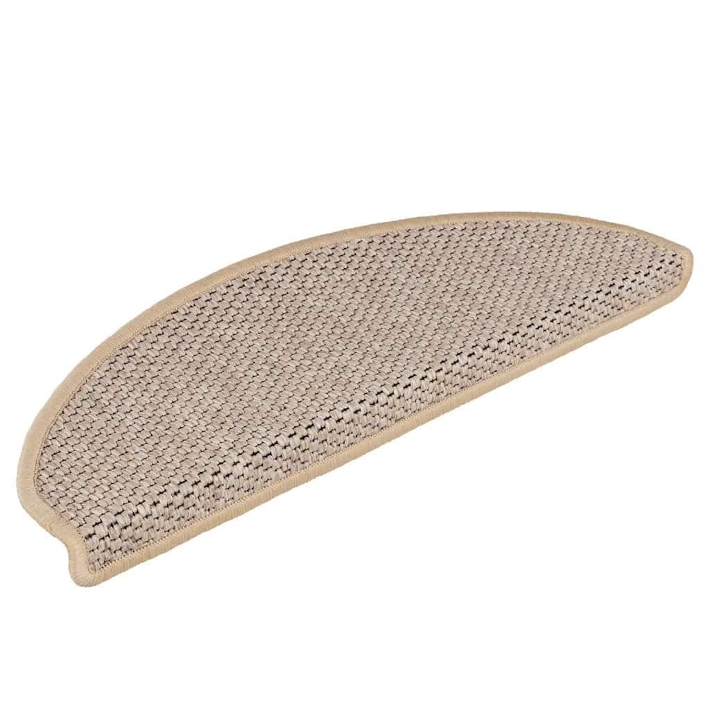 Tapis d'escalier sisal beige clair lot de 15 marchettes autocollantes robustes 65x21 cm