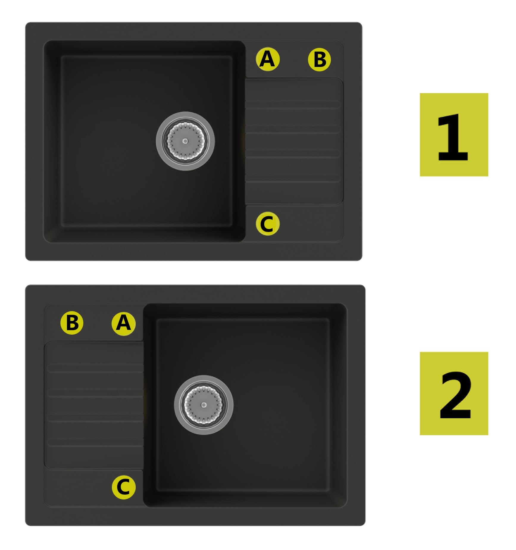 Granitan - Zlewozmywak granitowy Argos + armatura BETA - biały - 1 umywalka z ociekaczem - 62 x 44 cm - z syfonem - powłoka GraniProtect
