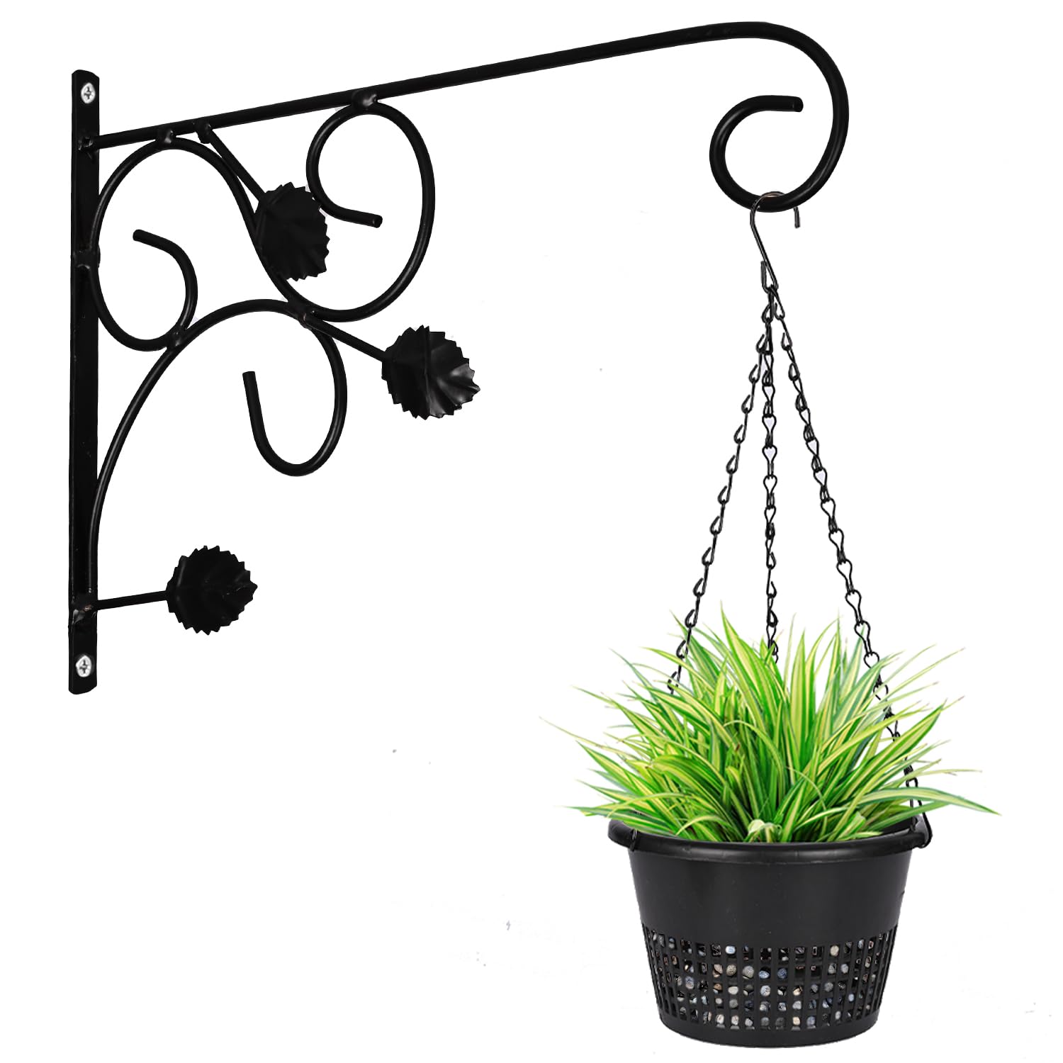 ORILEY Metal Wall Hook Hanging Decorative Straight Plant Hanger Bracket Holder for Planters Pots Bird Feeders Lanterns Wind Chimes Indoor Decor Outdoor Home Balcony Garden (Black-Set of 1)-image-37