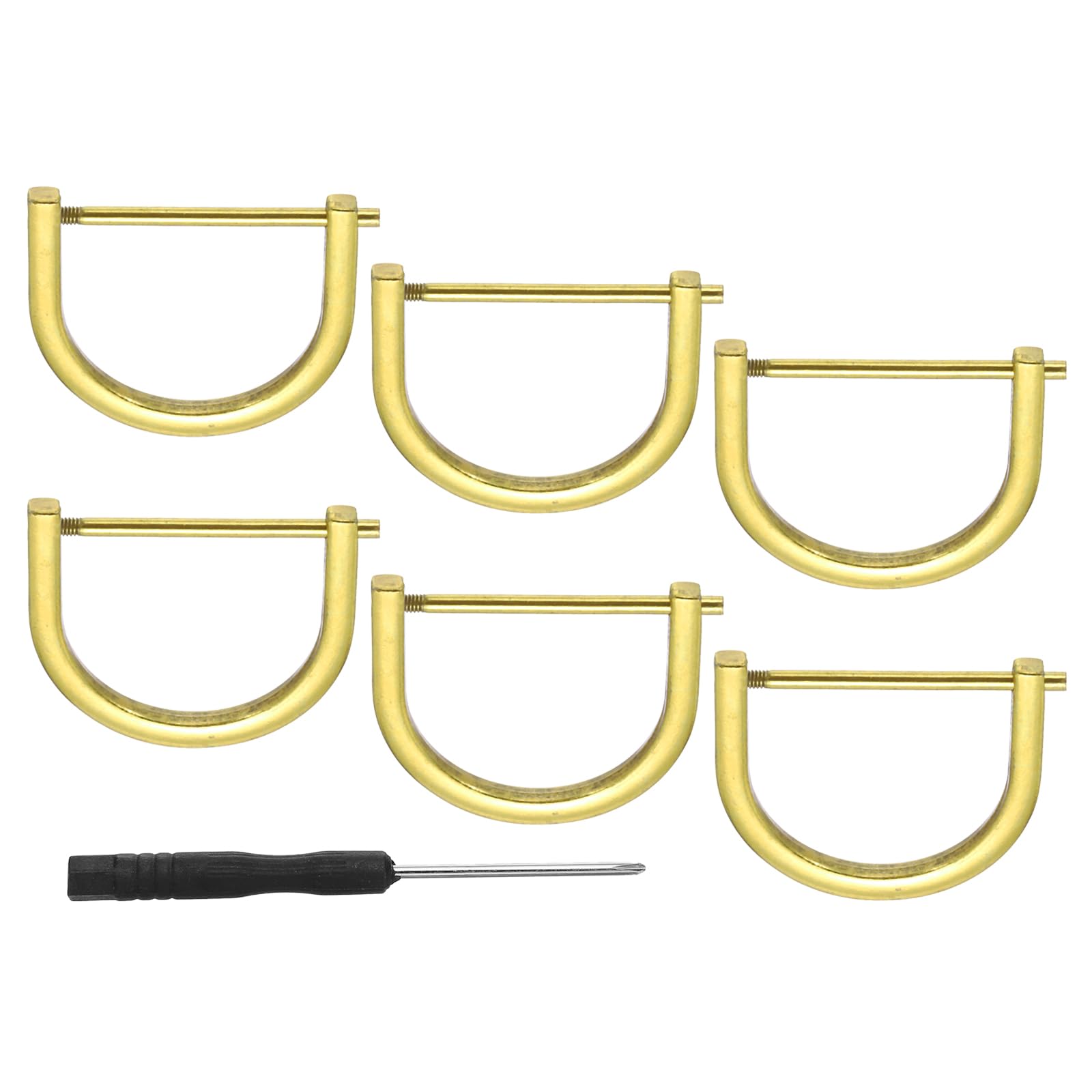 PATIKIL 1-1/2" D-Rings Screw in Shackle, 6 Pcs Horseshoe U Shape D Ring Zinc Alloy Semicircle Buckles Replacement for Purse Keychain Collar Accessories Craft, Gold
