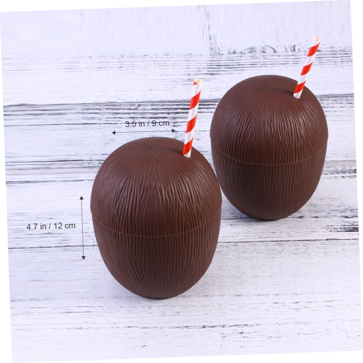 BESPORTBLE 12Pcs Hawaii Coconut Cups Tropical Party Favor Drink Containers with Straws Unique Design for Luau and Beach Parties for Fun Celebrations
