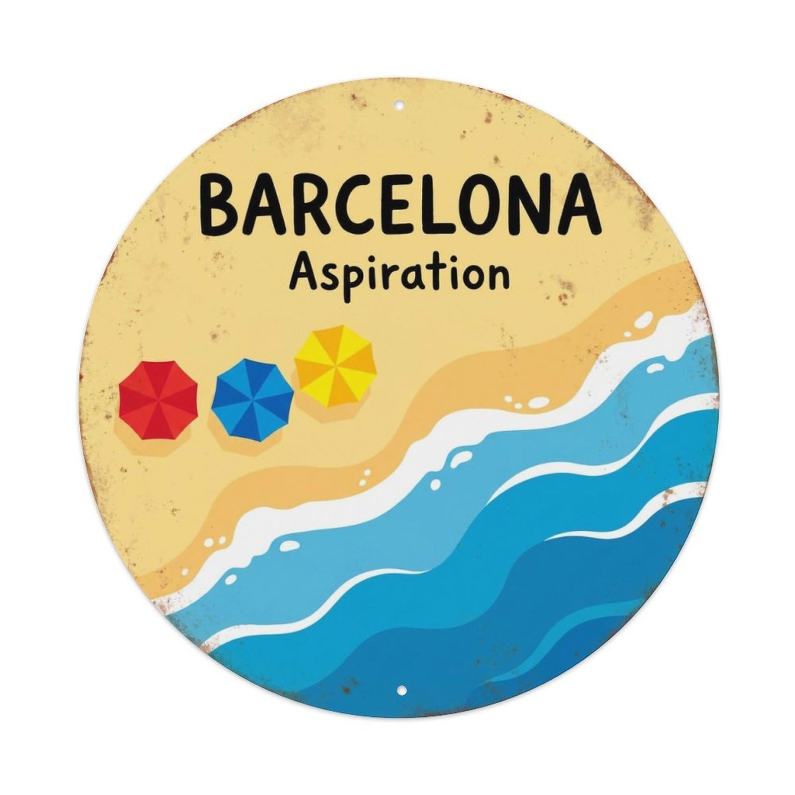 Vintage Travel Barcelona Spain Inspiration Metal Tin Sign