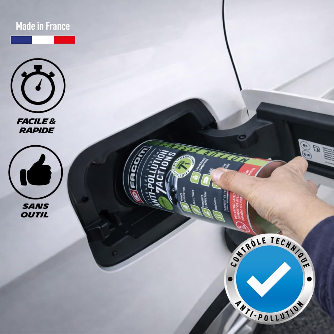 FACOM 006071 Détergent Système Anti-Pollution Essence 7 en 1 – Pompe d'injection, injecteurs, conduits d'admission, EGR, catalyseur d'oxydation– Formule Pro 1L