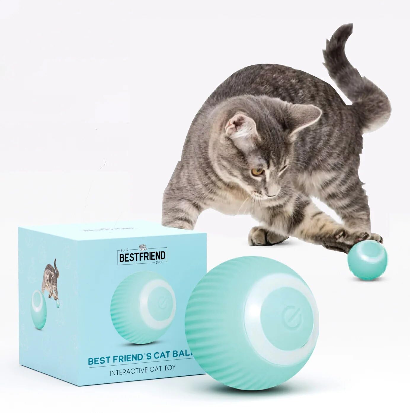 Yourbestfriendshop® Giochi Interattivi per Gatti | Power Ball 2.0 Gatto | Pallina Gatto Automatica | Gioco Gatti Interattivo | Pallina per Gatti che si Muove da Sola | Divertimento Assicurato (Blu)
