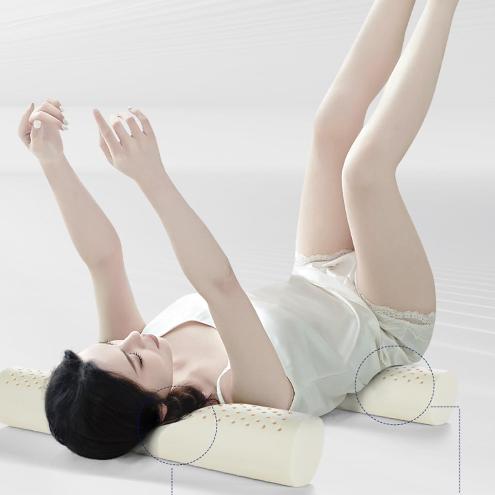 Nackenrolle Mit Bezug 60x10 Cm Kissenrolle Aus Memory Foam Multifunktionales Nackenkissen Rollen Kissen Zum Schlafen Im Liegen Und Zur Unterstützung Von Rücken Und Beinen for Bett Und Sofa(Light Blue,