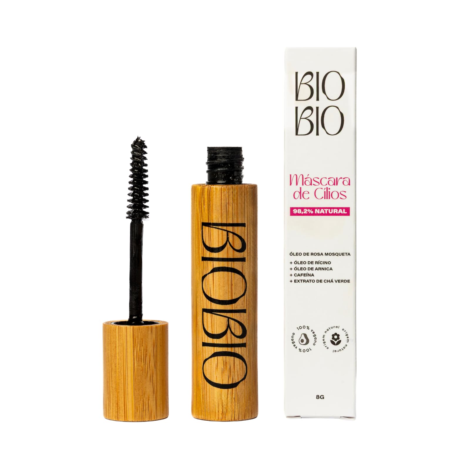 BioBio, Máscara de cílios natural, vegetal a mineral (Rímel), Vegano, 8g