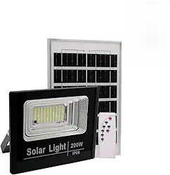 Refletor Led Solar Holofote 200w Placa Bateria Prova Dágua