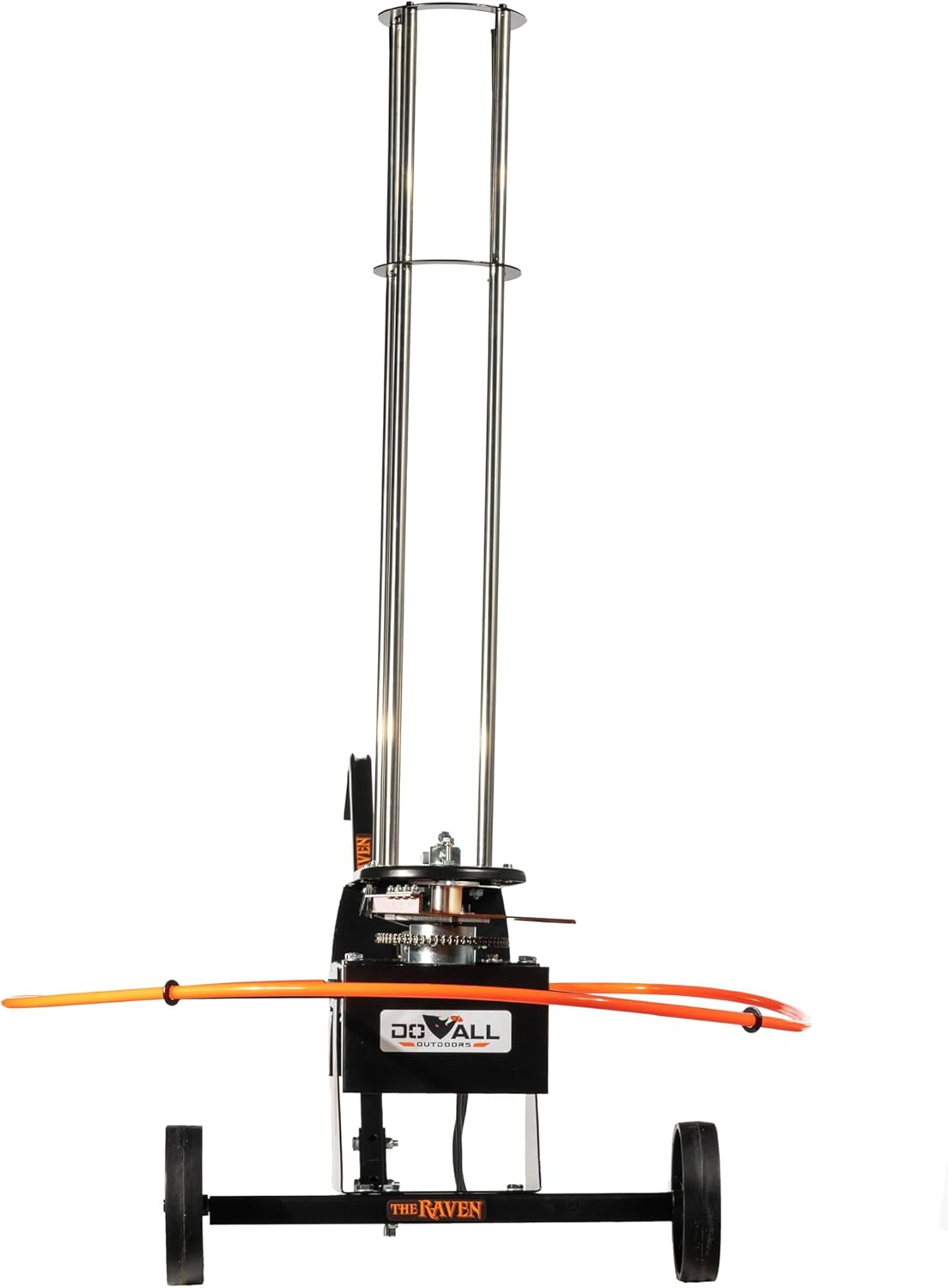 Do All Outdoors Raven Automatic Clay Pigeon Thrower with Wheels & Pull Handle - Holds 75 Clay Pigeons - 25 ft Foot Pedal Cord - Easy Transport Electronic Skeet Thrower Machine