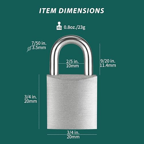 Miniatura 2 de Cerraduras pequeñas de aluminio con llaves, mini cerraduras de 34 pulgadas de ancho del cuerpo con la misma llave para maletín, caja, taquillas,