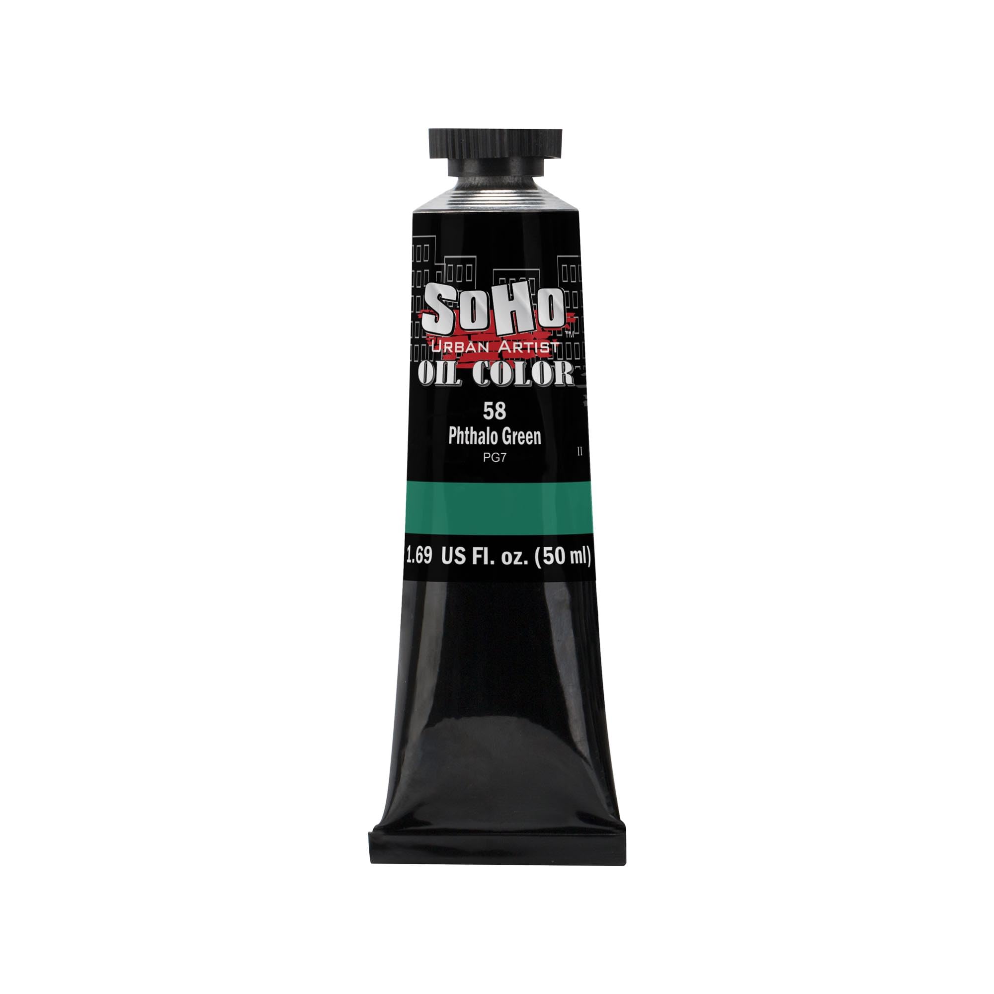 Soho Urban Artist Oil Paint - Phthalo Green, 50 ml Tube - Best Valued Oil Colors for Painting, Excellent Pigment Load