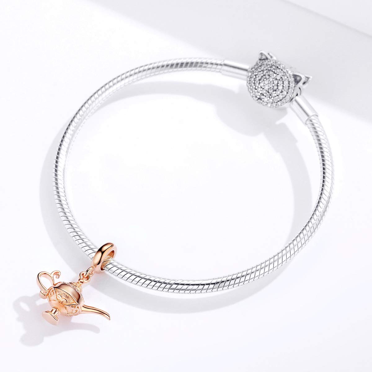 NewL Charms Pendentif lampe d'Aladdin en argent 925 pour bracelets originaux Couleur rose