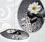 StickerProfis WC Sitz Aufkleber WHITE FLOWER Design Folie Dekor für Toilettendeckel Klodeckel incl. 2 Fliesenaufkleber