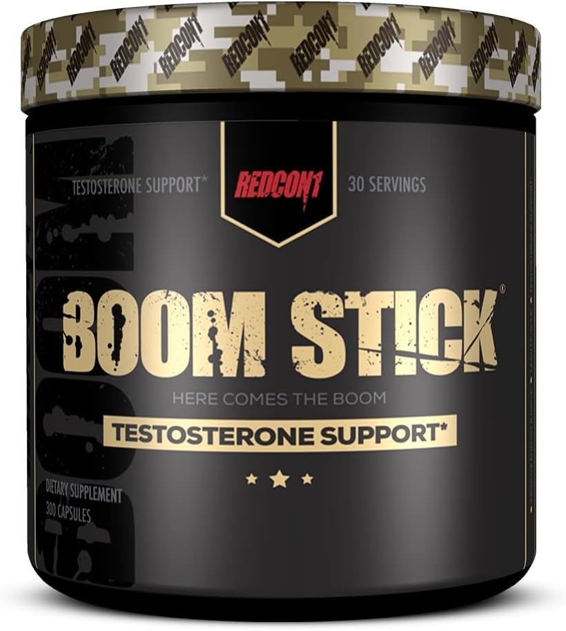REDCON1 Boom Stick Testosterone Support - Gluten Free Magnesium + D-Aspartic Acid Supplement - Contains DIM + Ashwagandha Root Extract for Hormone Support (30 Servings)