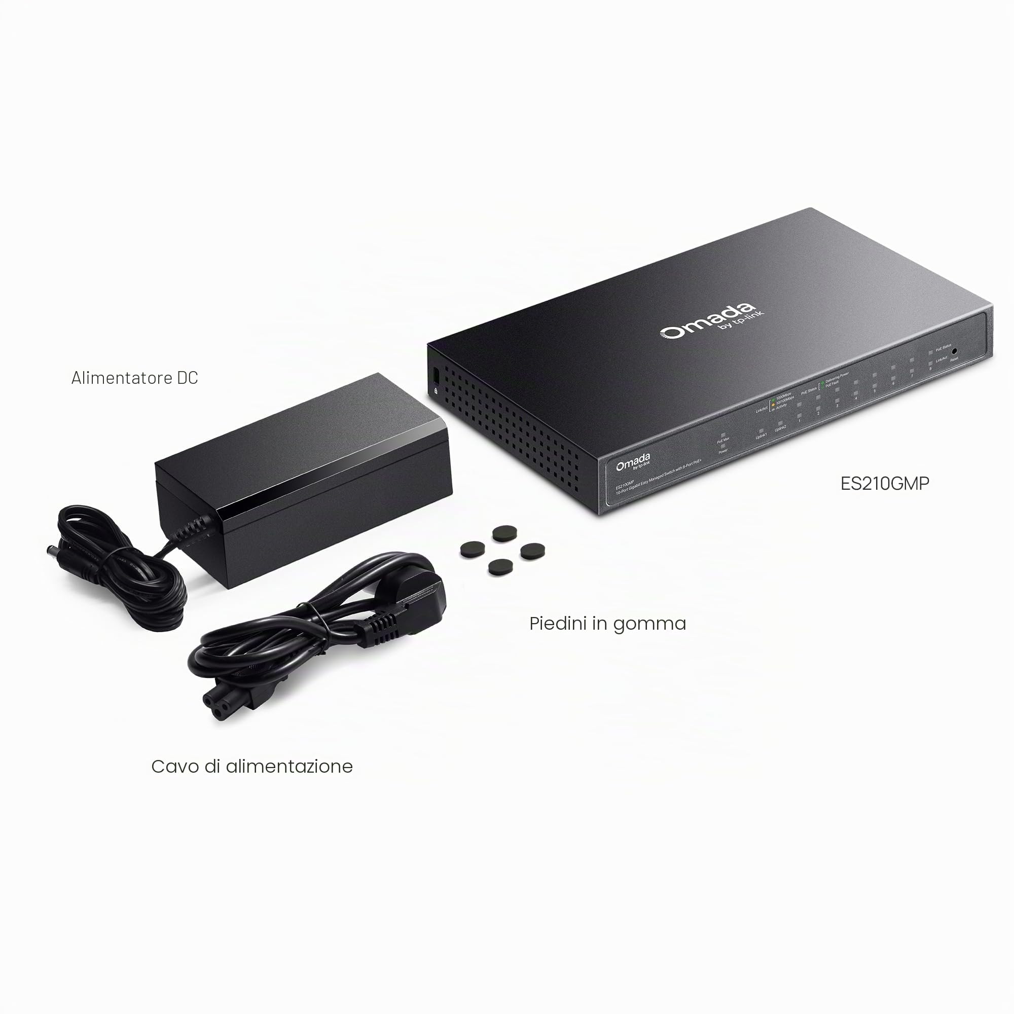 Switch di rete ES210GMP - Smart Desktop con 10 Porte Gigabit di cui 8 PoE+ - by Omada