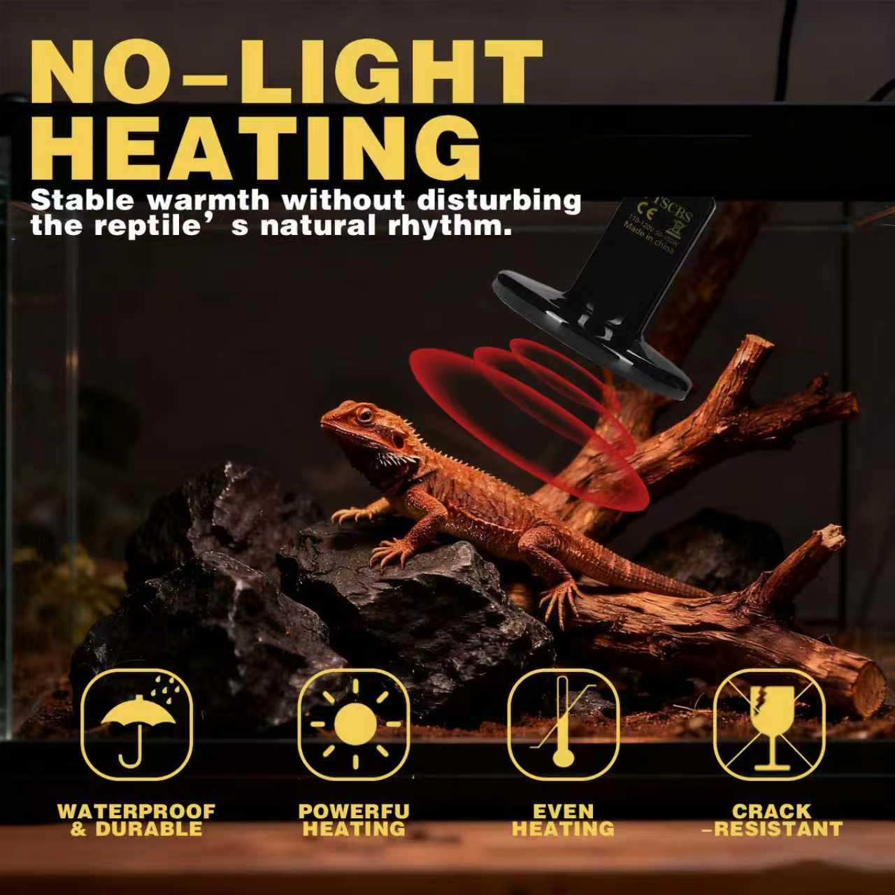 150W Ceramic Heat Emitter (2-Pack) - Reptile Heat Lamp Bulb, No Light Coil Emitter for Terrariums, Brooders & Chicken Coops - E26 Base for Bearded Dragon, Snake, Lizard, Turtle - image 2