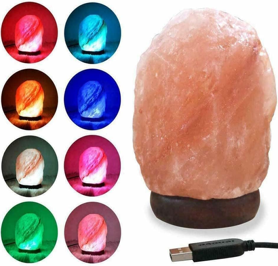 Salt Lamp Natural Himalayan Crystal 7 Colors Changing Natural Salt Lamp Light Glow Hand Crafted Night Light for Lighting Pink Mini Small Lamp Home Decor Decoration Exam Gift