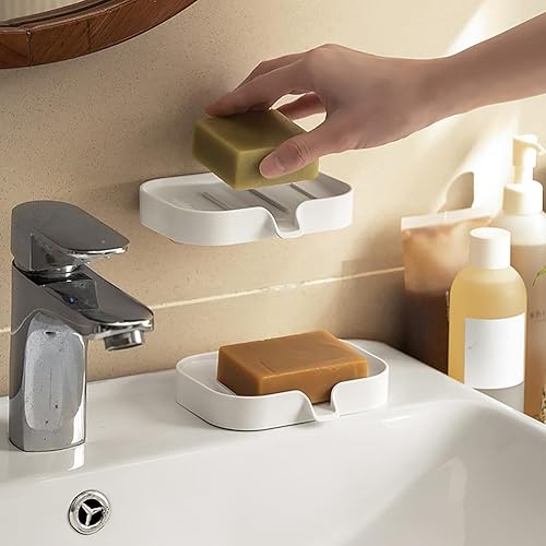 Miniatura 8 de Alipis Jabonera de baño autodrenante, jabonera ahorradora de jabón para ducha, baño, cocina, fregadero, bañera, esponjas de afeitar, suministros