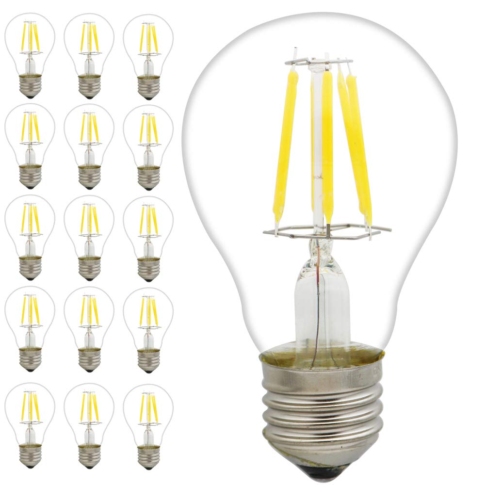 Mengjay 15 Stück E27 Kerze LED Lampe für Kronleuchter, E27 Glühfaden Retrofit Classic, 6W 500 Lumen ersetzt 45 Watt, 2700K Warmweiß, Filament Fadenlampe, Glas, nicht dimmbar