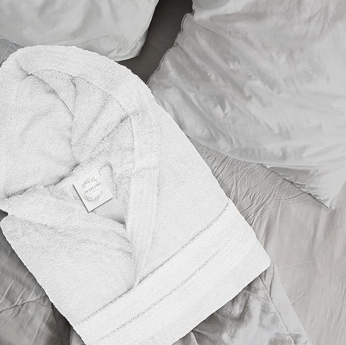 Pack Of 2 Cotton Terry Hooded Collar Towel Bath Robe for Women And Men Hotel Quality Unisex Spa Robe4