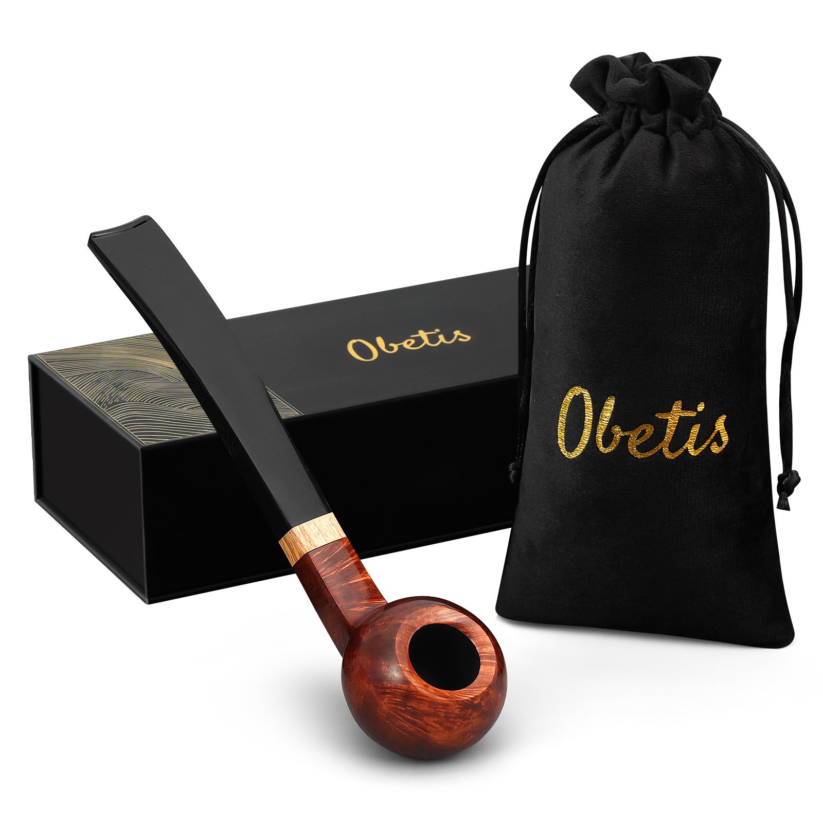 Amazon.com: Obetis Briar Tobacco Pipe Smoking Bowl - Handcrafted Wooden Apple  Pipe with Gift Box, Durable Elegant Design for Men