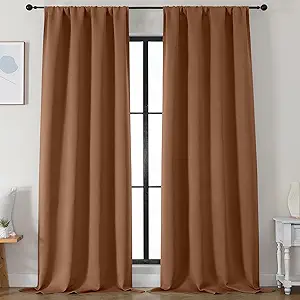 Simplebrand Sun Baked Blackout Curtains for Bedroom 96 Inches Long 2 Panels, Solid Thermal Insulated, Energy Saving Living Room Window Treatment Curtains Blackout Drapes, W50 x L96 Inch, Sun Baked